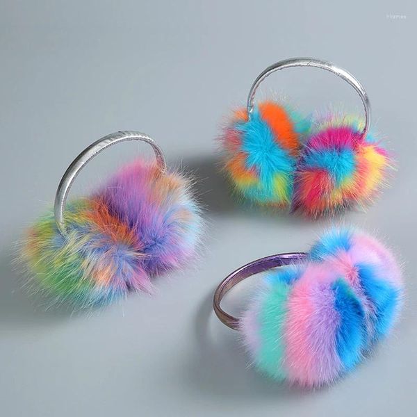 Bérets Mode Coloré Auroral Peluche Feel Femme Hiver Cache-oreilles Chaud Anti-froid Cache-oreilles De Noël Casque Forme Filles Cache-oreilles