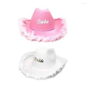 Berets Fashion Cowboy Hat voor bruids bruidsmeisjes veerafwerking rollenspel kostuum Halloween Party Headwar Decoration