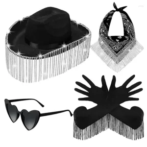 Boinas Moda Sombrero de vaquero Fiesta de disfraces Disfraz Gafas de sol Bufanda Conjunto Vestido Traje Dropship