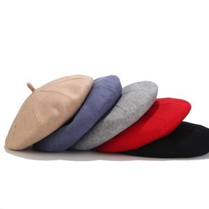 Bérets Créateur De Mode Chapeau Haute Qualité Double Couche Laine Tricoté Peintre Dames Hiver Béret Automne Citrouille Bourgeon