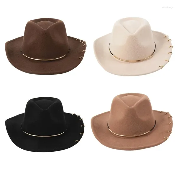 Bérets Fashion Fedoras Hat pour les femmes avec une ceinture en métal panamas magiciens Costume Costume Roleplay