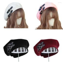 Berets Fashion Hat Girls Hart Buckle JK Ademende meid Women D46A