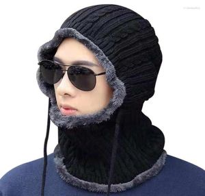 Beretten Fashion Hip Hop Warm Cap Winter Men Dames Koude petten Fleece Balaclava Hoed Haped Neck Warmer Hiking Ski -sjaals Gorrasberets5982340