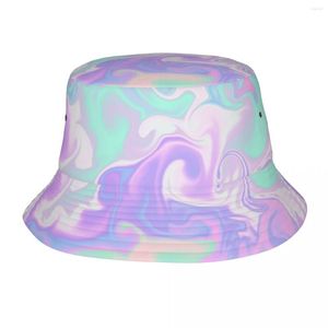 Bérets mode holographique Pastel cravate colorant motif seau chapeaux pour hommes femmes imprimé été plage soleil pêcheur casquette