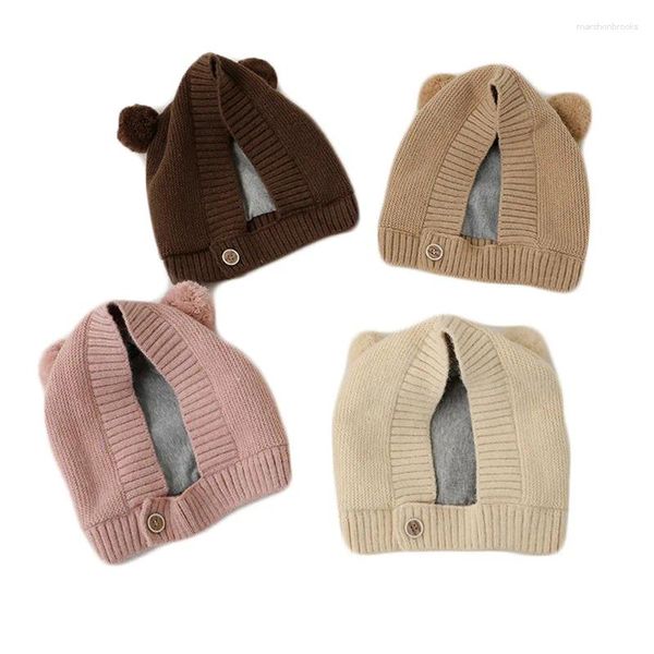 Boinas Moda Punto Bebé Gorro Otoño Invierno Cálido Crochet Niños Niñas Sombrero Niño Niños Gorra a prueba de viento Bonnet Niños Earcap