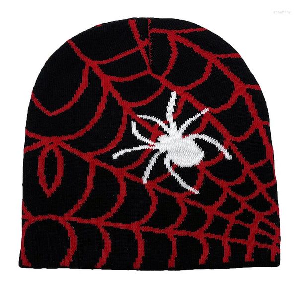 Bérets Mode Tricot Spider Web Design Cap Hommes Femmes Pull Pile Paragraphe Bonnet Hiver Chaud Ins Laine Froide