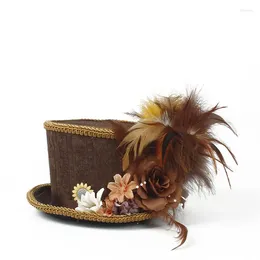 Bérets Fashion Lady Mini Top Hat Cheveux Femmes Clips Plumes Fleurs Fascinator Ascot Party Mariages