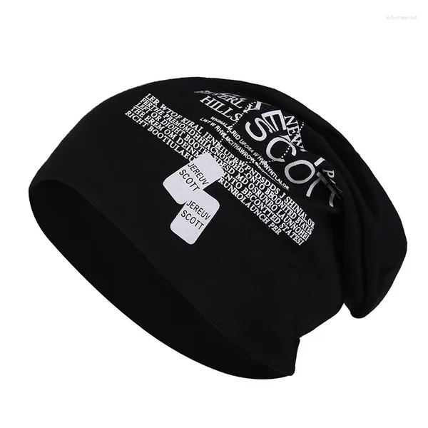 Boeretas letra de moda impresión otoño primavera holgada gorro de gorro de gorro para hombres mujeres suave algodón calentador calavera calavera de hip hop gorro