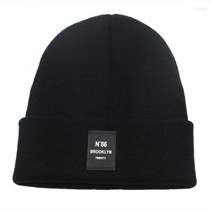 Beretten mode N86 beanie hoed geborduurd voor mannen dames katoenen zachte winterhoeden met gebreide muts hiphop ski cap warm