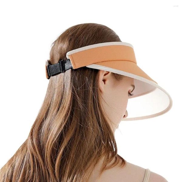 Bérets Chapeau pliable avec corde à vent Protection UV Cyclisme pour femmes Casquette à large bord pliable Soleil Haut vide