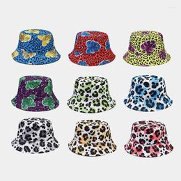 Bérets mode réversible printemps été seau chapeau hommes femmes Streetwear imprimé léopard Panama casquette de pêche Hip Hop seaux chapeaux