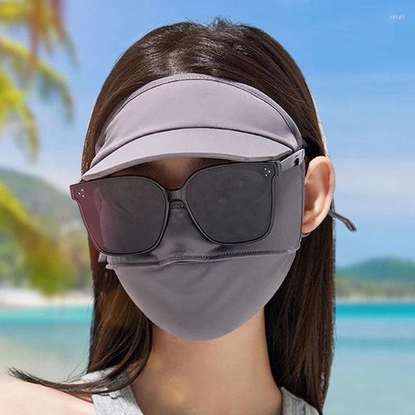 Boinas Fashion Silk Mask Singable Fin-UV Protection Capa al aire libre Capa solar Velo anti-UV Cubierta de la cara Bufanda