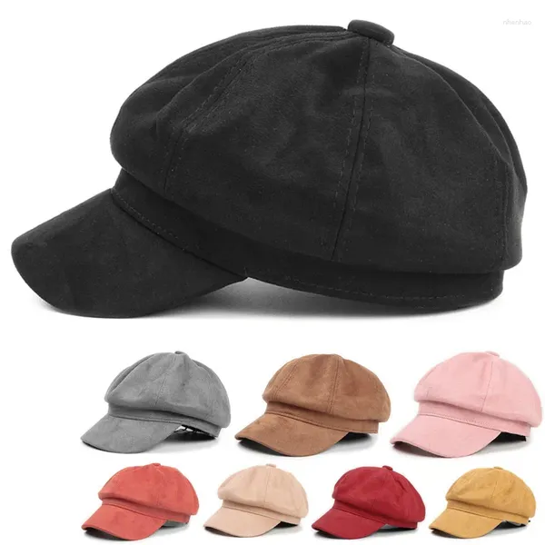 Bérets mode couleur unie filles chapeau octogonal Vintage daim béret réglable 8 couleurs citrouille Spaper garçon artiste 54-59CM