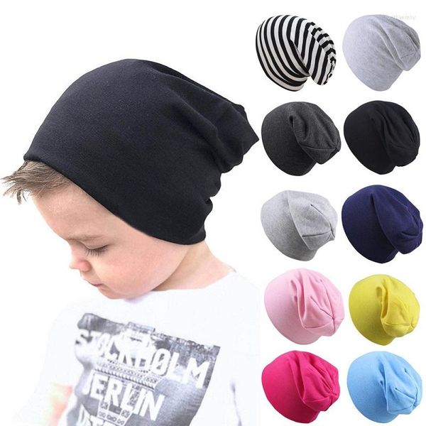 Berretti moda tinta unita cappelli per bambini bambino neonato ragazza neonato cotone morbido caldo paraorecchie cappello berretto berretto invernale lavorato a maglia