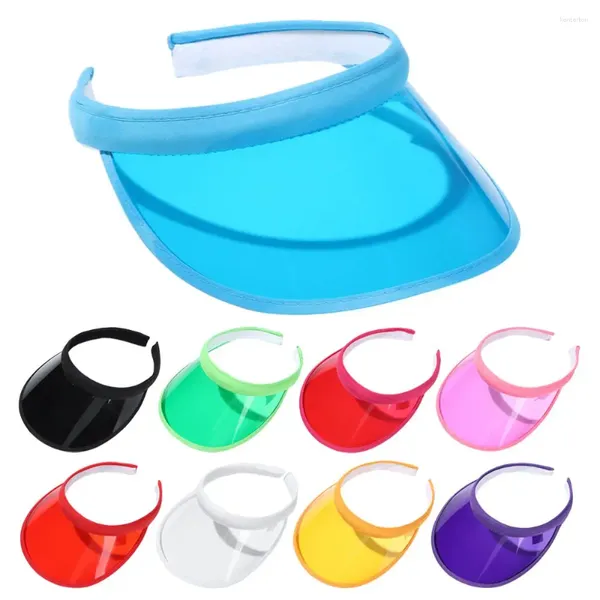 Bérets Fashion Summer Sports extérieurs Sun Protection Soleil Unisexe Visor en plastique transparent Chapeau de bonbon Couleur PVC Sunshade UV