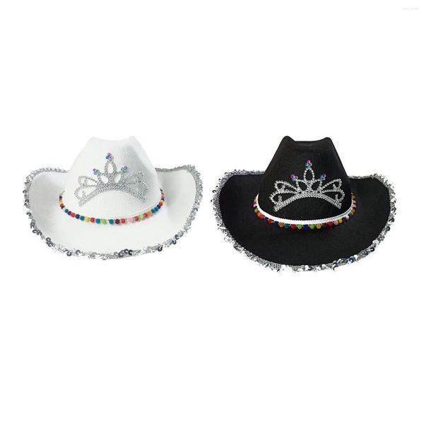 Bérets Mode Western Cowboy Taille Convient à la plupart des cadeaux de fête Wild West pour les vacances d'anniversaire Dames Cowgirl