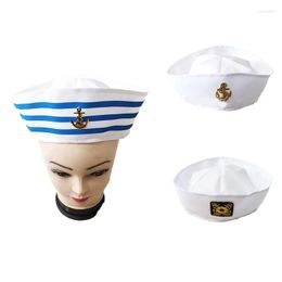 Beretten Fashion White Captain Sailor Hat Fancy Cosplay Marine Militaire pet voor Travel Beach Dance Bar