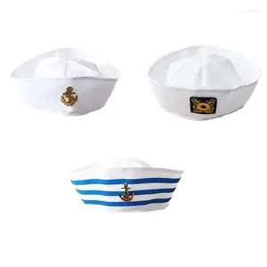 Bérets Mode Blanc Marine Marine Capitaine Nautique Marin Chapeau Cosplay Militaire Pour Femmes Hommes Saint Valentin Livraison Directe