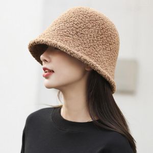 Bérets mode hiver Bukets chapeau pour femmes chaud berbère polaire casquettes couleur unie Foulard porte épais bassin chapeau femme pêcheur
