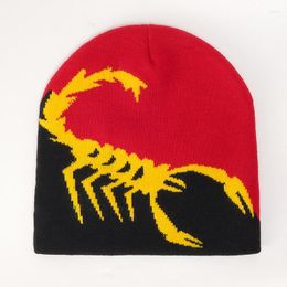 Bérets mode hiver tricot Scorpion Design casquette hommes femmes pull Pile paragraphe qualité bonnet Y2k chaud Ins laine froide