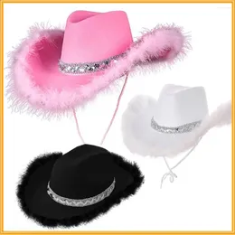 Boinas Moda Mujer Cosplay Performance Costume Party Bachelorette Hat Cowgirl Cowboy Lentejuelas Sombreros