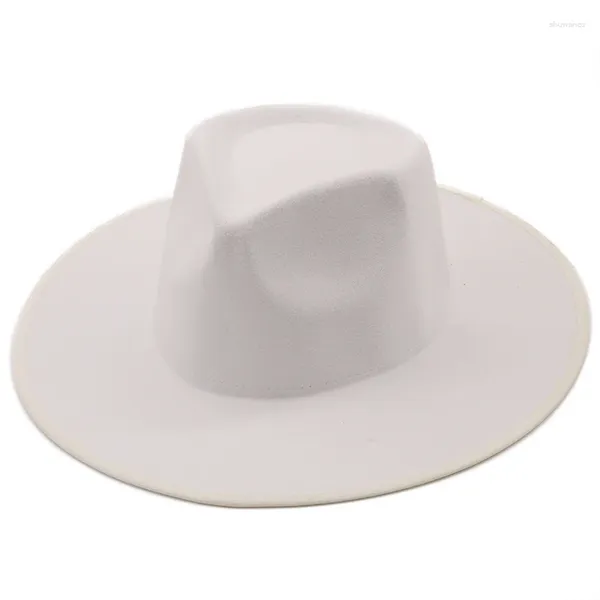 Bérets Mode Femmes Fedora Sun Chapeaux Parti Laine Chapeau Dames Large Bord Blanc Vacances Plage En Gros