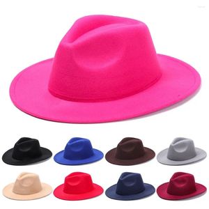 Boinas Moda Mujeres Hombres Vestido de lana de ala ancha Fiesta de baile Jazz Cap Fedora Sombrero Panamá Vaquero