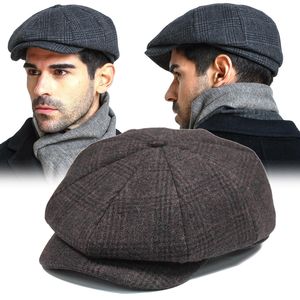 Bérets mode laine Tweed sboy casquette chevrons hommes femmes Gatsby rétro peintres britanniques chapeau pilote plat noir café gris 230509