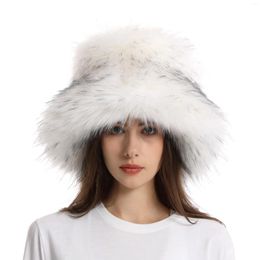 Beretten faux bont emmer hoed winter warme harige hoeden voor vrouwen dame winddicht dikke dikke panama outdoor visser ski oorbeschermingskappen