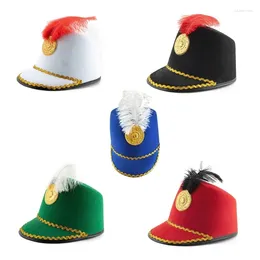 Boinas Decoraciones de plumas Sombrero de caballero Vintage Guardia de Halloween Fieltro Navidad Cosplay Accesorios para espectáculos