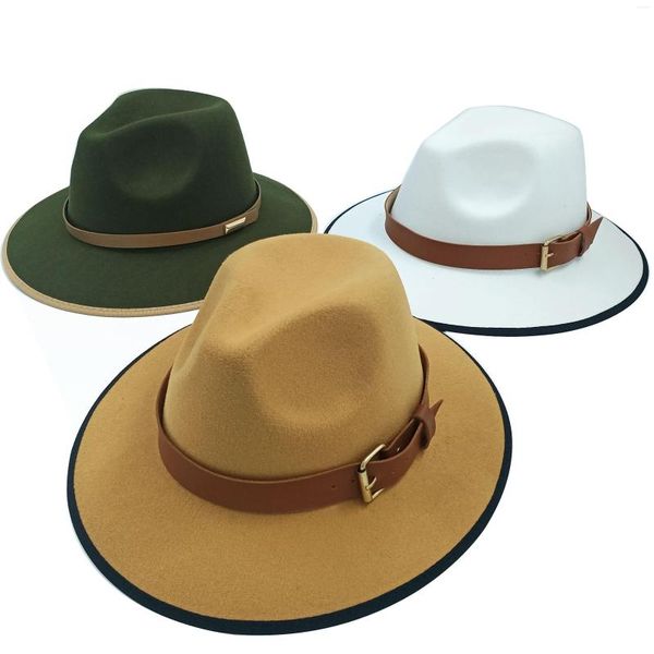 Bérets Fedora chapeau pour femmes et hommes, accessoires de ceinture de soleil, casquette de Jazz, mode Panama Fedoras, vente en gros