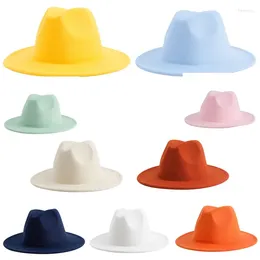 Baretten Fedora Hoed Voor Vrouwen Mannen Wollen Platte Top Concave Ontwerp Britse Stijl Retro Jazz Cap Kleuren Unisex Panama Brede Rand Hoeden