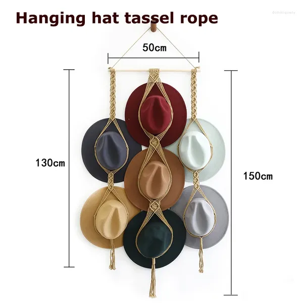 Bérets Fedora chapeau stockage décoration gland corde bohème coton tissé paille Cowboy support multicouche mur suspendu