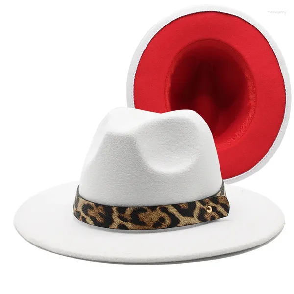 Boinas Fedora Sombreros para mujeres Sombrero clásico de ala ancha con hebilla de cinturón de leopardo Fieltro Panamá Chicas Hombres Jazz Cap 2023