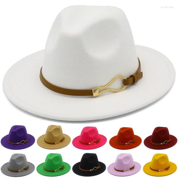 Boinas Sombreros Fedora Sombrero de Panamá Sombrero de ala ancha Cinturón de cuero Soplador Adulto Jazz Fieltro Sombreros Gorra Trilby Gorras de mujer