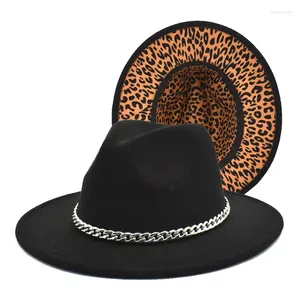 Berets Fedora Chapeaux femmes hommes trilby caps fedoras Chaîne chaude top jazz chapeau lady leopard CAP