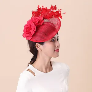 Bérets Fedoras chapeau mode britannique Royal Ascot plume fascinateur casquette dames spectacle de mariage cheveux accessoires chapeaux casquettes H6615