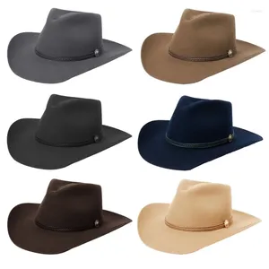 Bérets Fedoras chapeau pour femmes hommes avec ceinture tissée PU magiciens laine jeu de rôle Costume habiller chapeaux de Cowboy