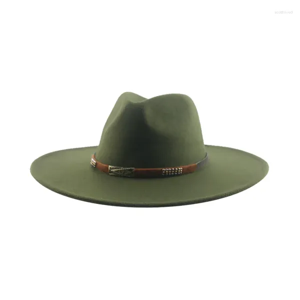 Boinas Fedoras sombrero sombreros para mujeres hombre gran ala 9,5 cm sólido Vintage lujo al aire libre Jazz caqui negro blanco Chapeu Masculino