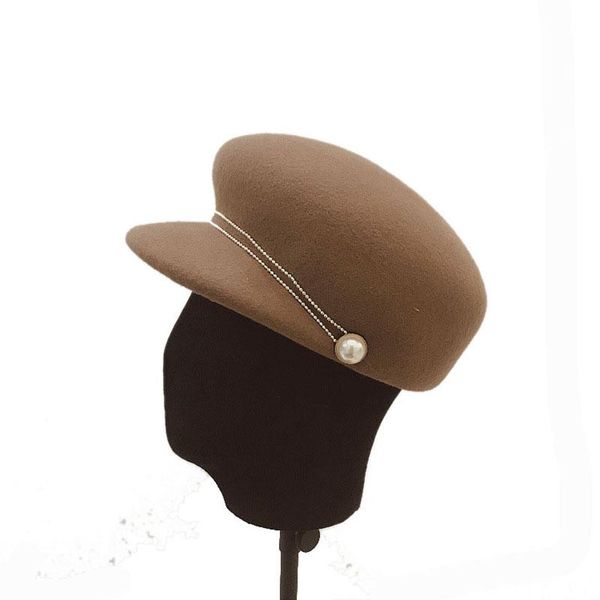 Boinas sombreros de fieltro para mujer calidad de marca sombrero de fieltro de lana moda de invierno sombrero militar Fedora caballero gorra ecuestre