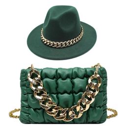 Berets Fedoras avec des sacs Set Unisexe Felt Hat Jazz Bowler Perfomance Men Hats Handbag1371904