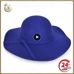 Boinas sentí que el jugador de bolos hawkins ancho damas trilby feminino hat mujeres hombres jazz padrino sombrero sombreros sombreros de lana de lana