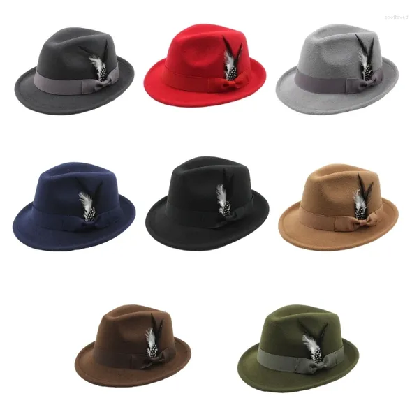 Bérets feutre plat haut Fedora chapeau pour hommes adultes scène performances thème fête casquette Oktoberfest habiller Costume Panama