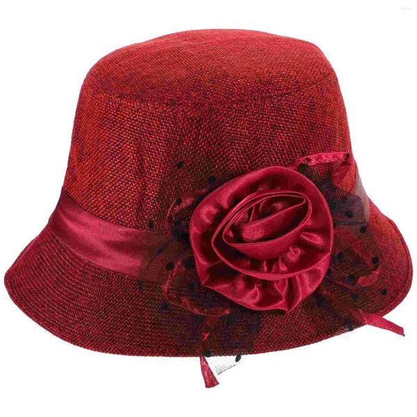 Bérets femme cadeau décontracté chapeau chaud grande fleur chapeaux femmes lin bonnet seau cadeaux d'amitié