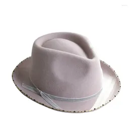 Bérets Fibonacci Fedoras Noir Panama Chapeaux De Mode Pour Femmes Laine Feutre Fedora Chapeau Classique Hiver Trilby Casual Angleterre Jazz Cap