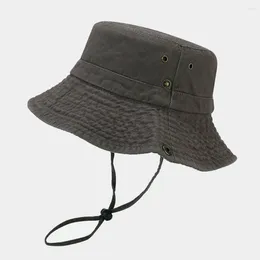 Boinas chapéu de pesca exposição boné sombra pescador unisex anti-uv balde ao ar livre para praia de verão embalável com corda