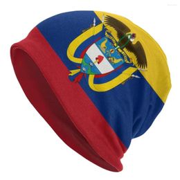 Bérets drapeau de la Colombie Skullies Bons de bonnet Coupages d'hiver frais Mentes chaudes femmes tricots chapeaux adultes unisex National Emblem Bonnet