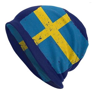 Beretten vlag van Zweden heren dames beanie hoeden gebreide hoed hiphop oorbevolking motorkap street schedels beanies