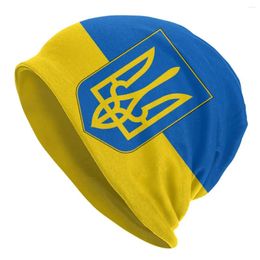 Beretten vlag van Oekraïne Skullies Beanies Caps Hip Hop Winter Warm Men vrouwen breien hoed unisex volwassen patriottische motorkap hoeden