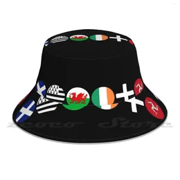 Bérets Flags Cercles Scotland Brittany Wales Ireland Cornwall Isle of Man Cap DIY Poldable Sunshade Fashion Leisure Bucket Bucket